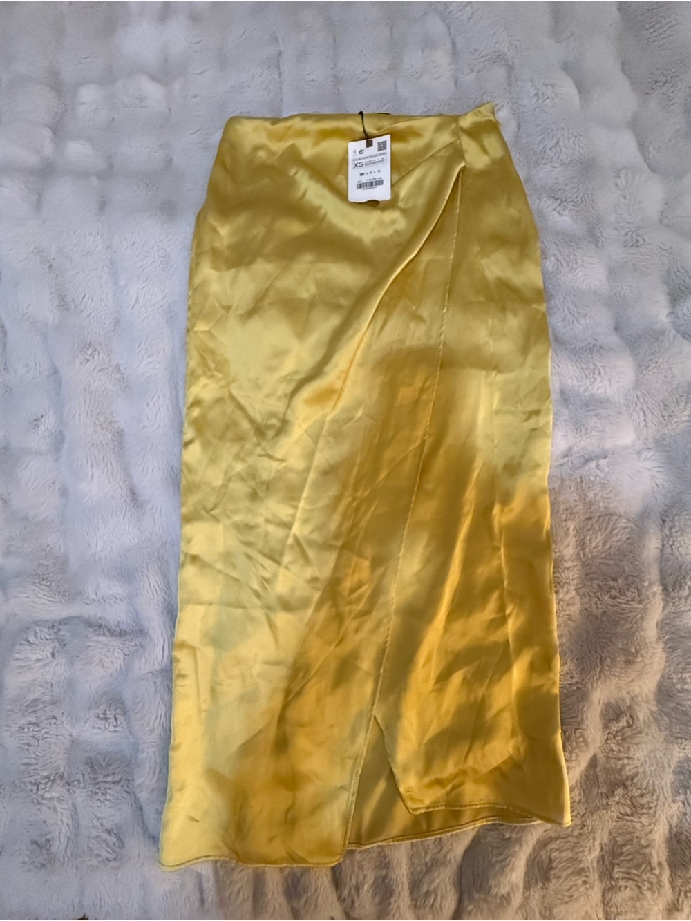 Zara Golden Yellow Satin Midi Skirt